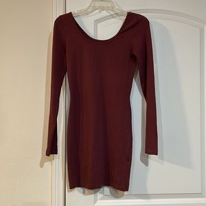 Forever 21 Bodycon Dress Size XS rose/pale burgundy Long Sleeve